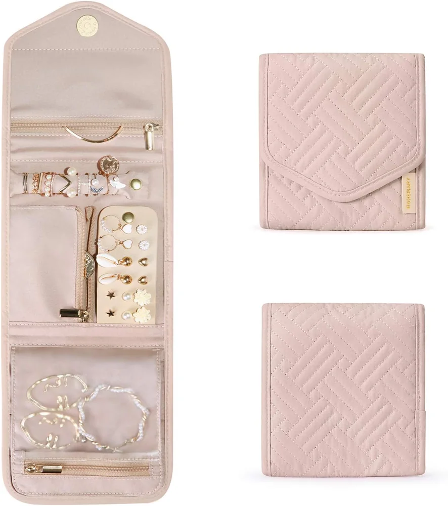 BAGSMART mini folding jewelry roll — Mini/Small, Soft Pink (main view)
