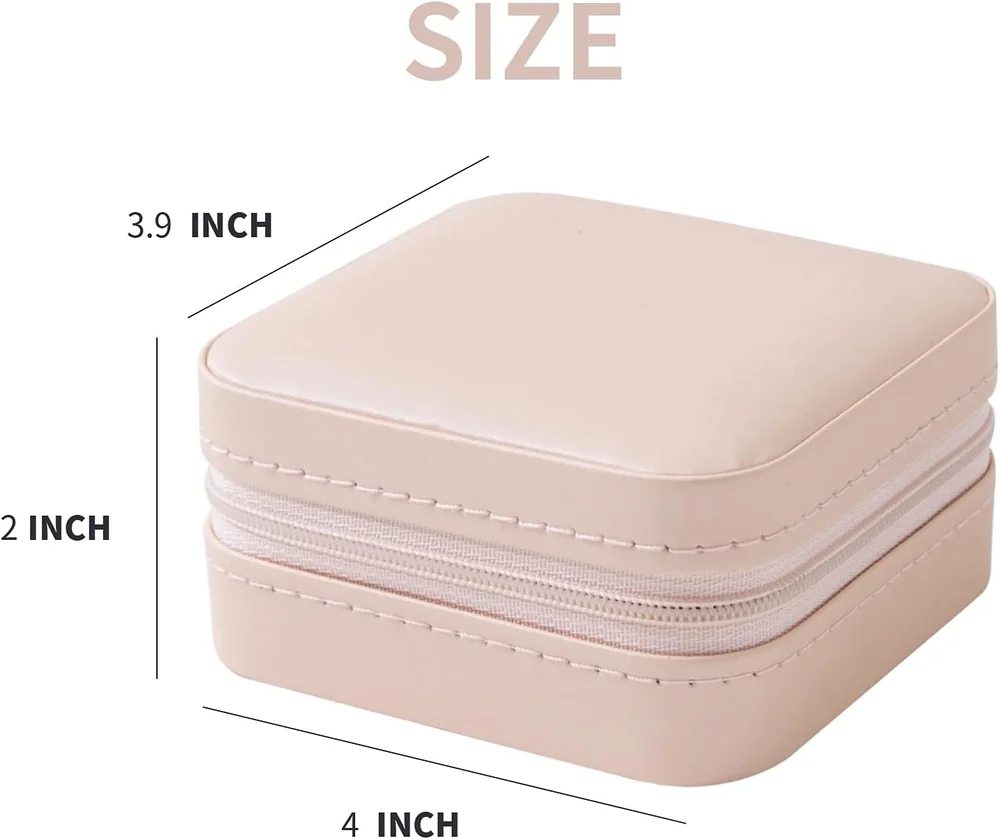 KElofoN compact travel jewelry case — Pink (retailer size graphic, exterior view)
