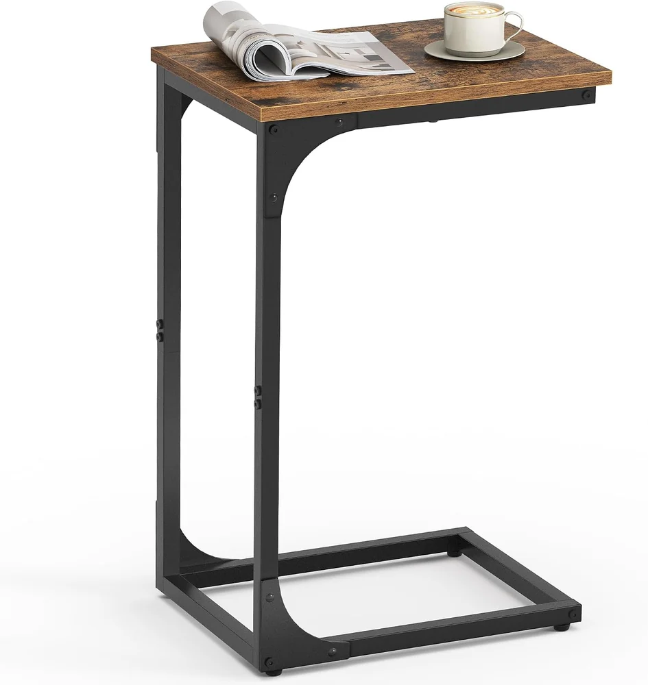 VASAGLE C-Shaped Side Table — ULET350B01, rustic brown and black