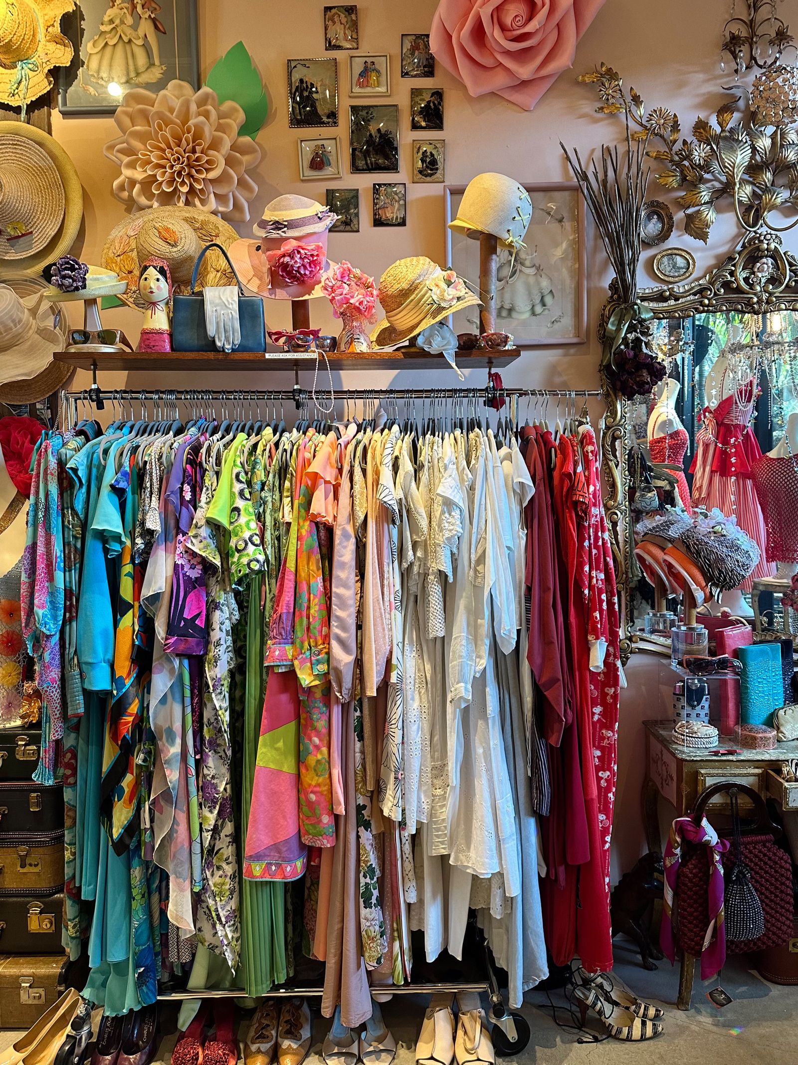 A colorful vintage clothing shop; illustrative stock photograph